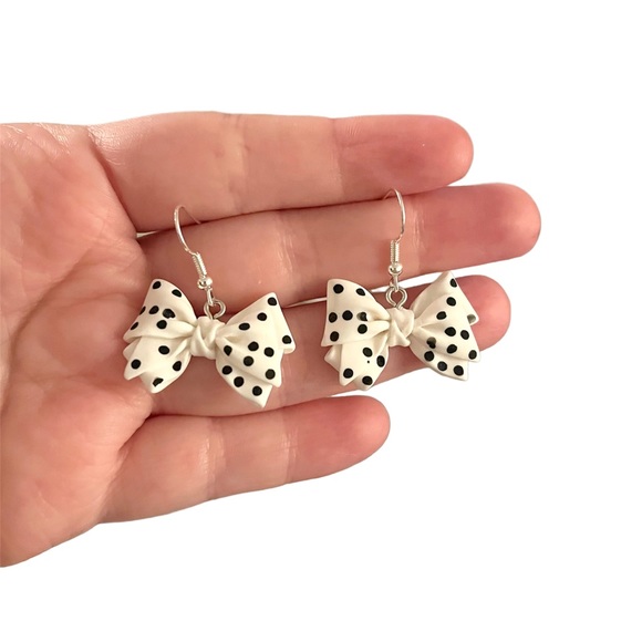 Polka Dot Bow Earrings - Set of four (4) pairs - Picture 1 of 4